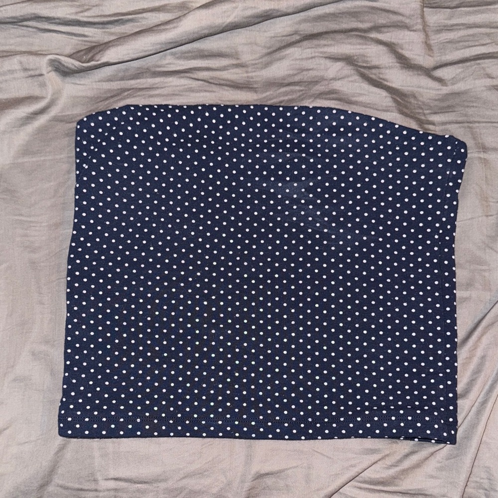 Navy Blue Polka Dot tube top